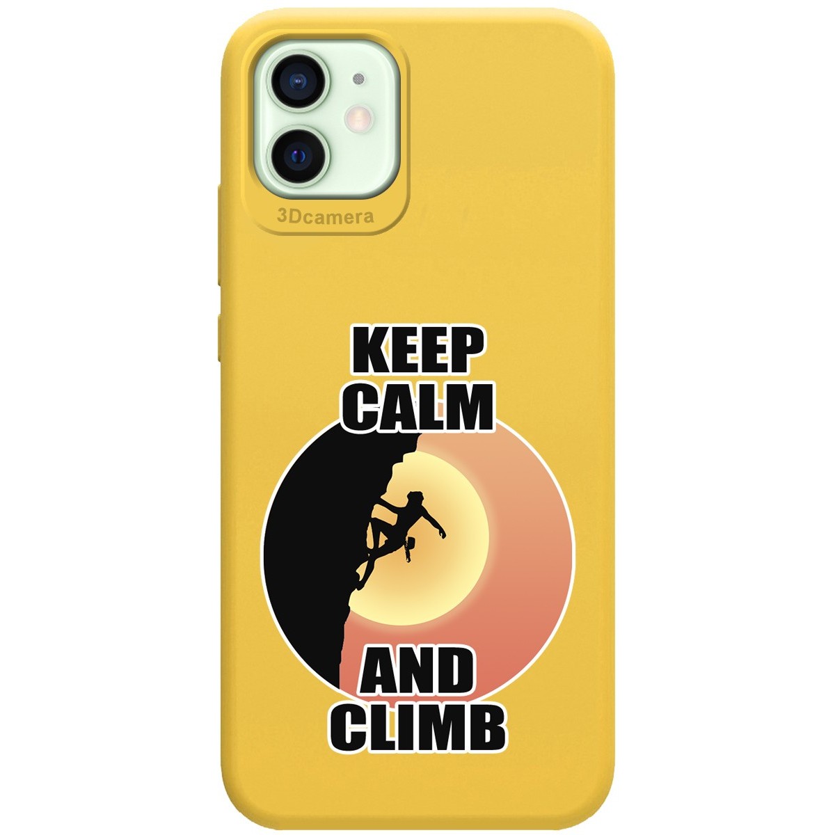 Funda Silicona Líquida Amarilla para Iphone 12 Mini (5.4) diseño Mujer Escalada Dibujos