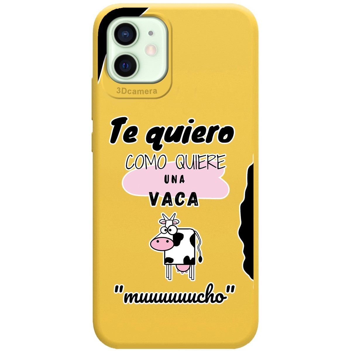 Funda Silicona Líquida Amarilla para Iphone 12 Mini (5.4) diseño Vaca Dibujos
