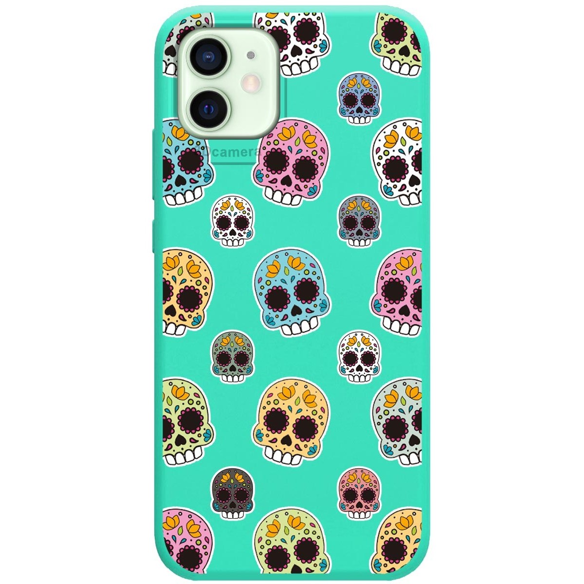 Funda Silicona Líquida Verde para Iphone 12 Mini (5.4) diseño Catrina Dibujos