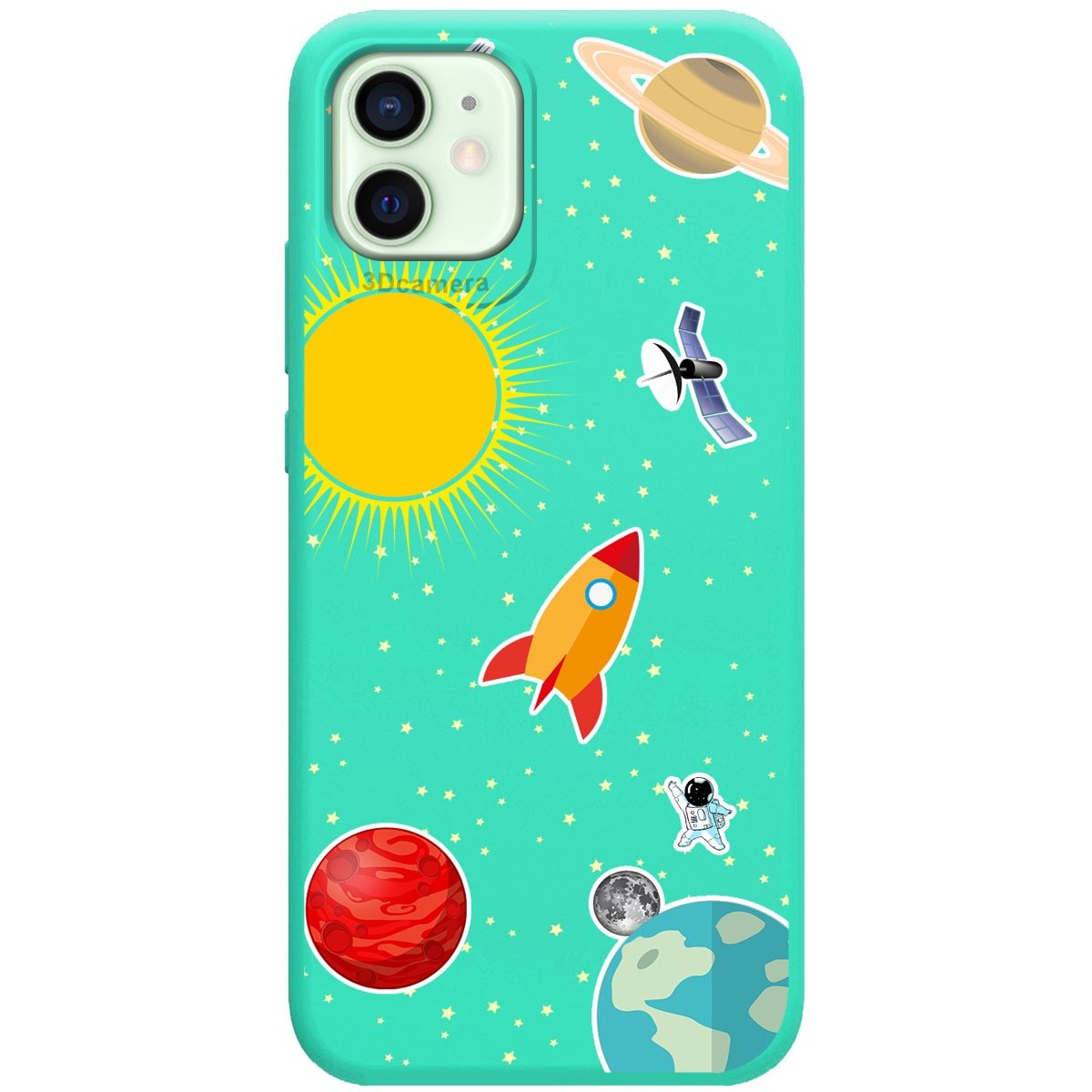 Funda Silicona Líquida Verde para Iphone 12 Mini (5.4) diseño Espacio Dibujos