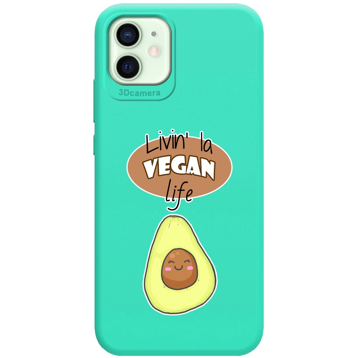 Funda Silicona Líquida Verde para Iphone 12 Mini (5.4) diseño Vegan Life Dibujos