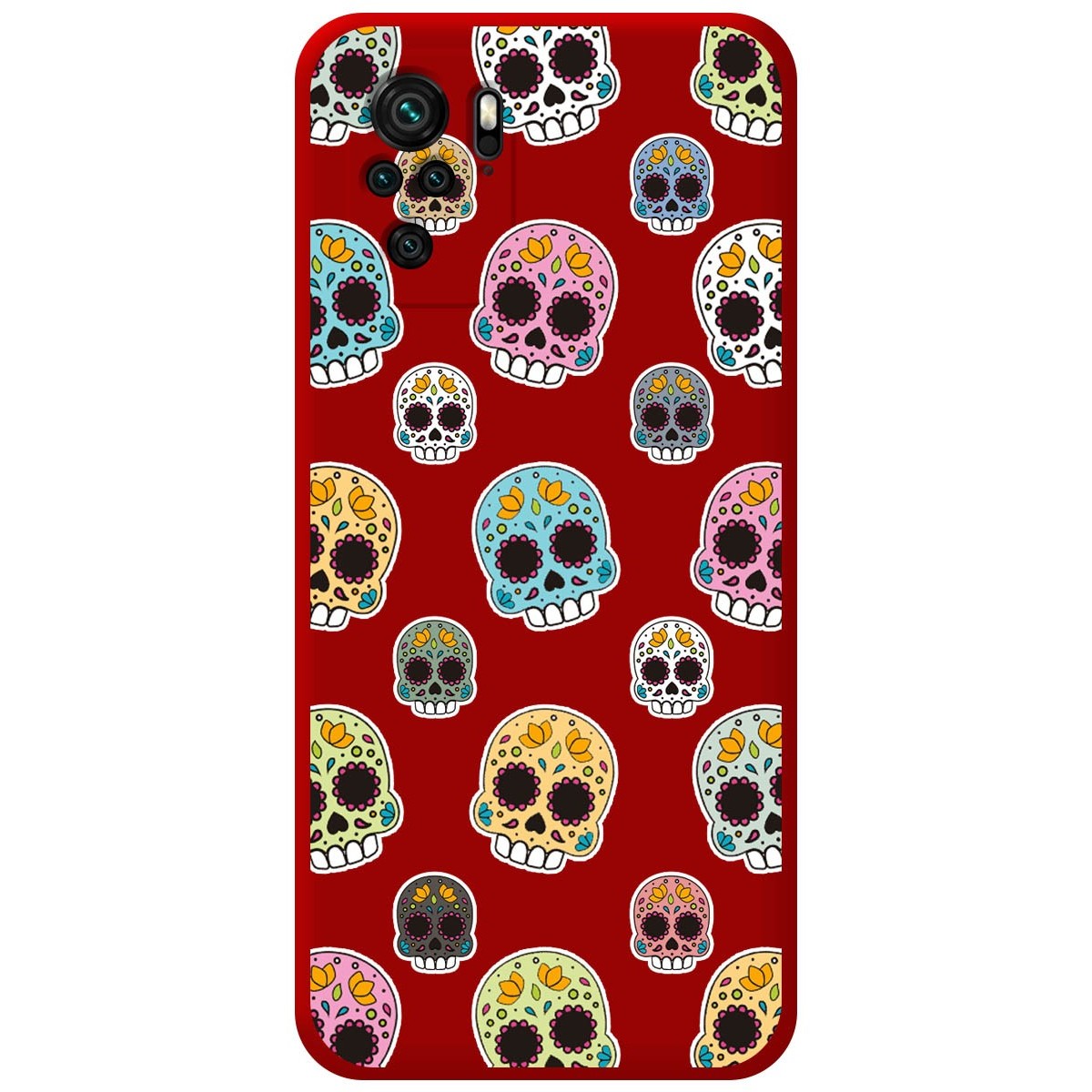 Funda Silicona Líquida Roja para Xiaomi Redmi Note 10 / 10S diseño Catrina Dibujos