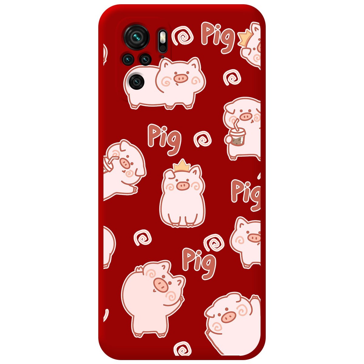 Funda Silicona Líquida Roja para Xiaomi Redmi Note 10 / 10S diseño Cerdos Dibujos