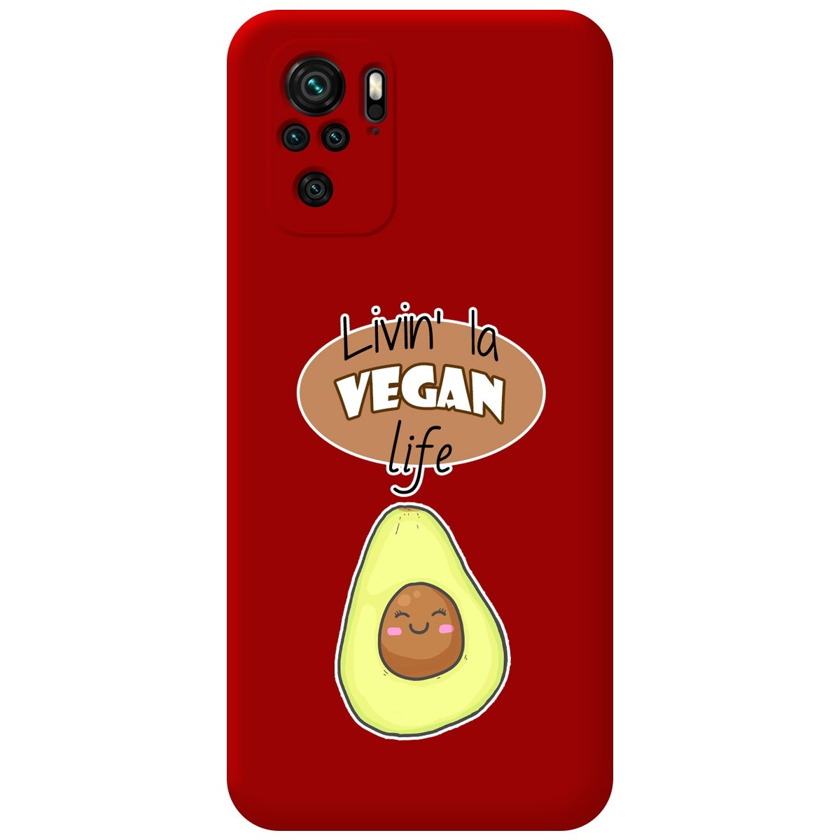 Funda Silicona Líquida Roja para Xiaomi Redmi Note 10 / 10S diseño Vegan Life Dibujos