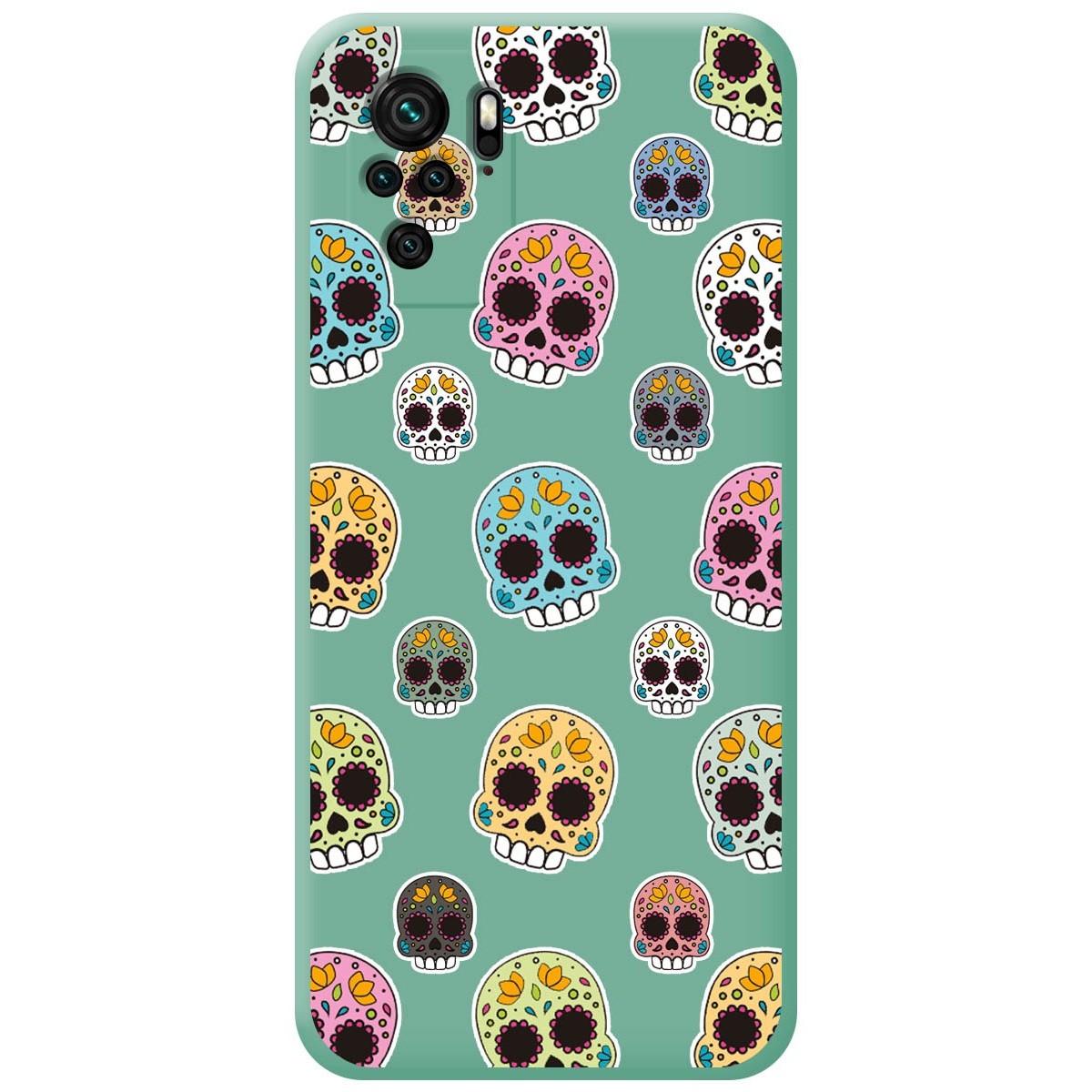 Funda Silicona Líquida Verde para Xiaomi Redmi Note 10 / 10S diseño Catrina Dibujos