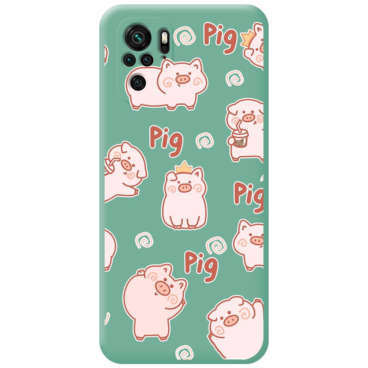 Funda Silicona Líquida Verde para Xiaomi Redmi Note 10 / 10S diseño Cerdos Dibujos