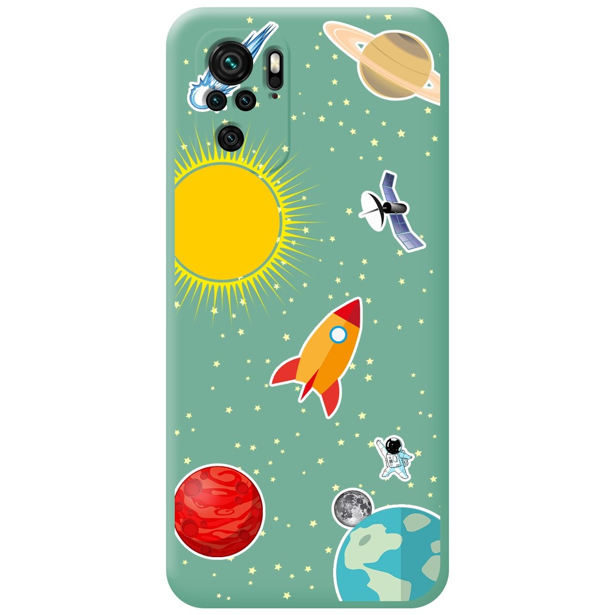 Funda Silicona Líquida Verde para Xiaomi Redmi Note 10 / 10S diseño Espacio Dibujos