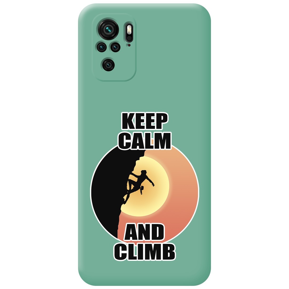 Funda Silicona Líquida Verde para Xiaomi Redmi Note 10 / 10S diseño Mujer Escalada Dibujos