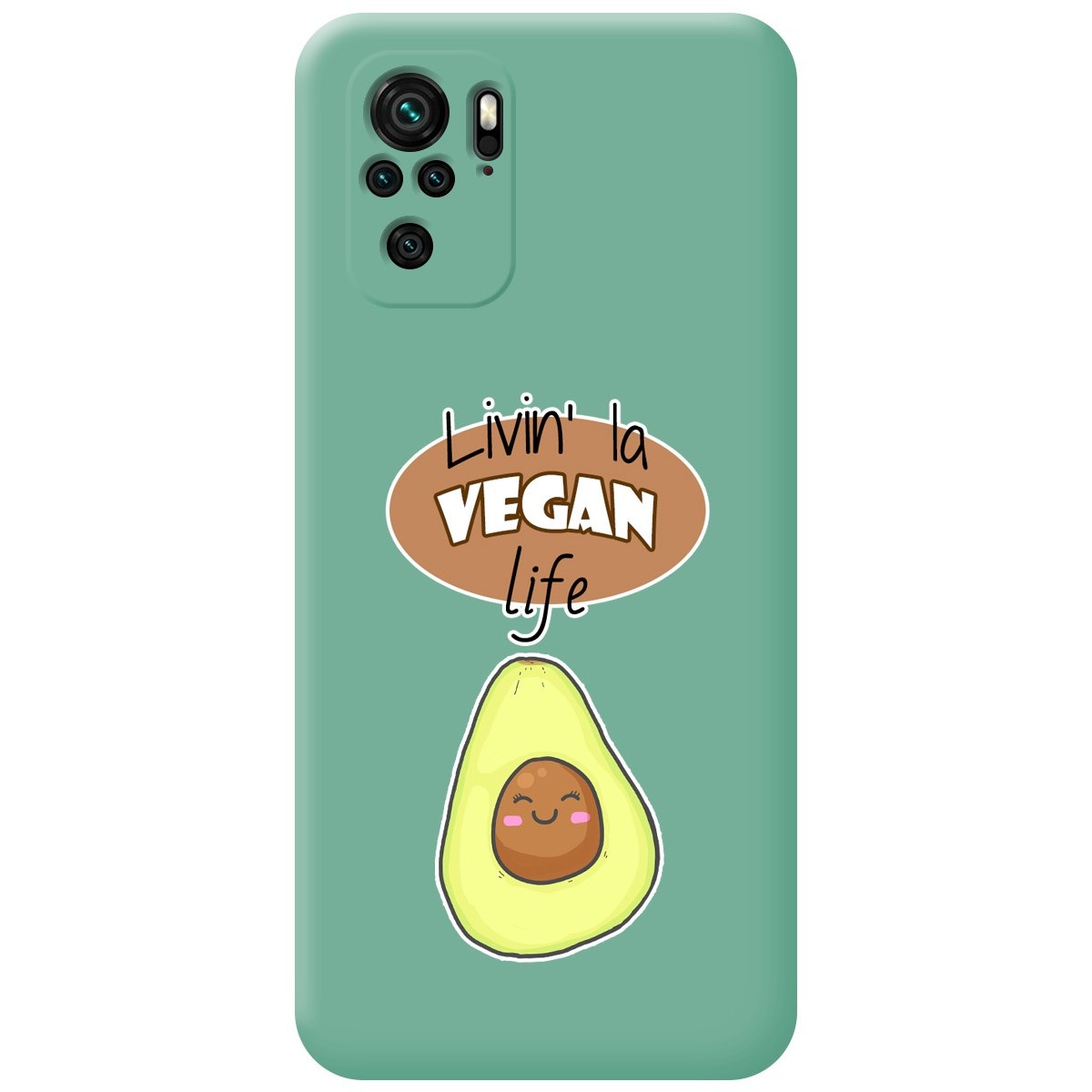 Funda Silicona Líquida Verde para Xiaomi Redmi Note 10 / 10S diseño Vegan Life Dibujos