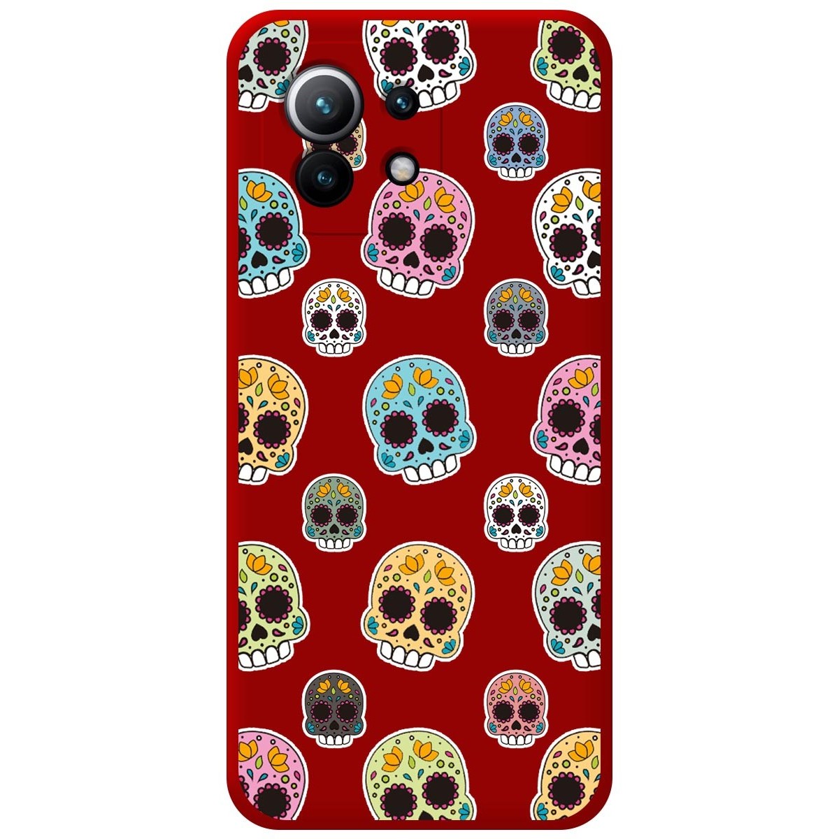 Funda Silicona Líquida Roja para Xiaomi Mi 11 5G diseño Catrina Dibujos