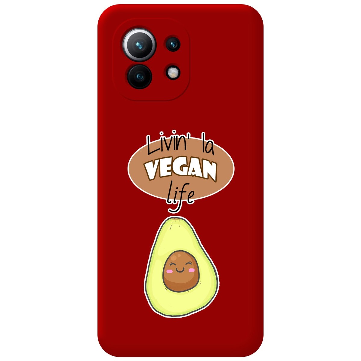 Funda Silicona Líquida Roja para Xiaomi Mi 11 5G diseño Vegan Life Dibujos