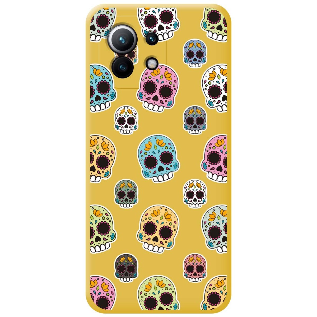 Funda Silicona Líquida Amarilla para Xiaomi Mi 11 5G diseño Catrina Dibujos