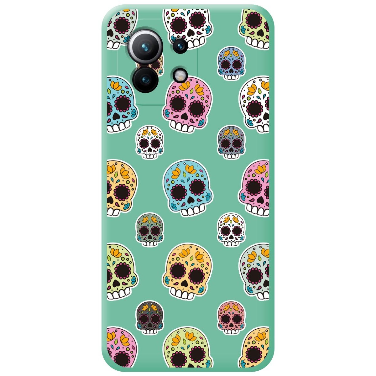 Funda Silicona Líquida Verde para Xiaomi Mi 11 5G diseño Catrina Dibujos