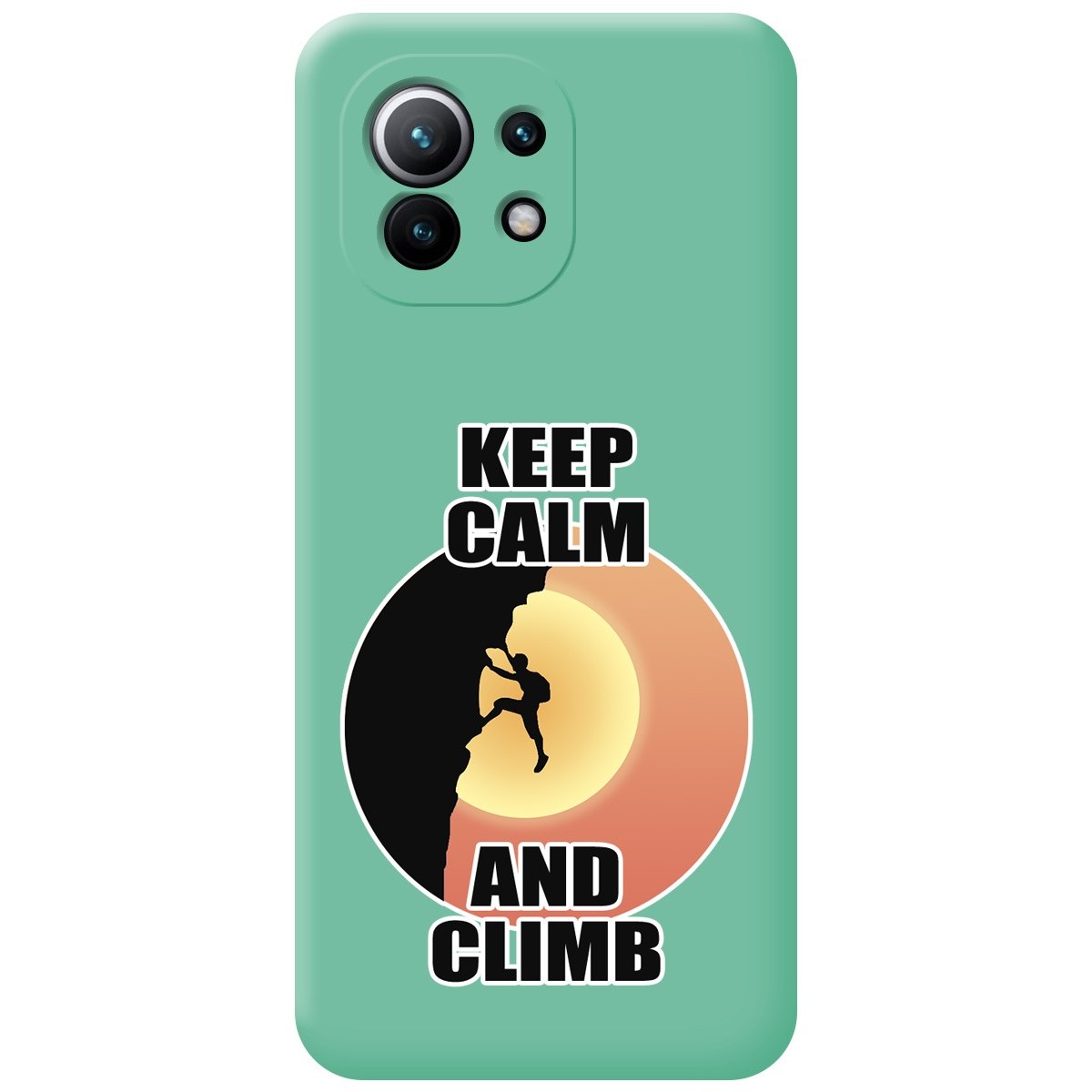 Funda Silicona Líquida Verde para Xiaomi Mi 11 5G diseño Hombre Escalada Dibujos