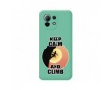 Funda Silicona Líquida Verde para Xiaomi Mi 11 5G diseño Mujer Escalada Dibujos
