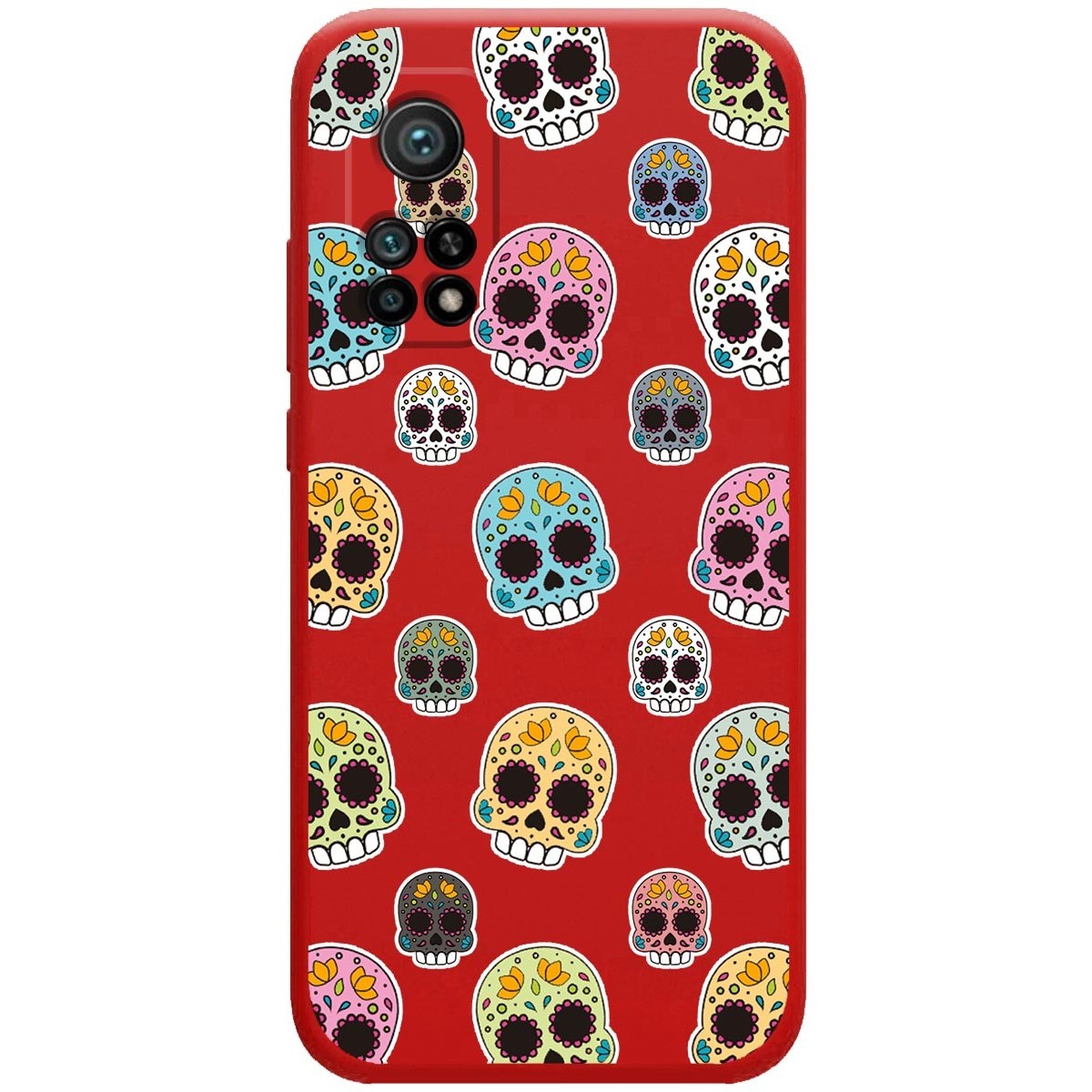 Funda Silicona Líquida Roja para Xiaomi Mi 10T / Mi 10T pro diseño Catrina Dibujos