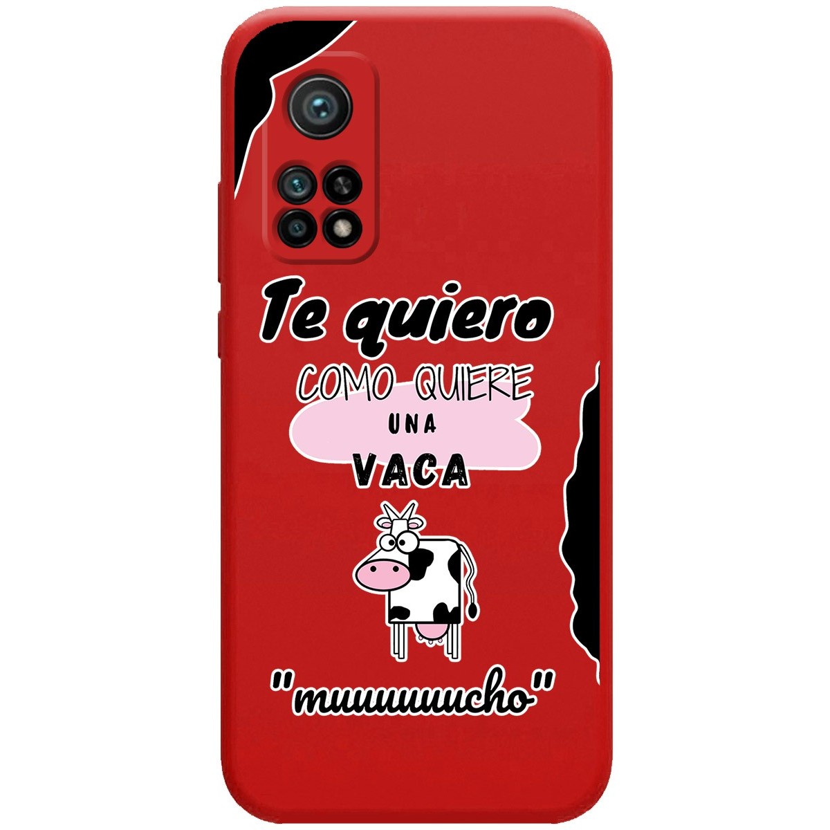 Funda Silicona Líquida Roja para Xiaomi Mi 10T / Mi 10T pro diseño Vaca Dibujos