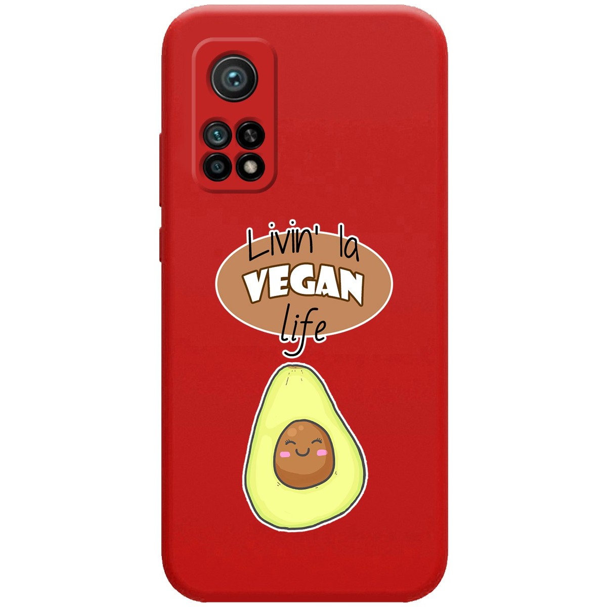 Funda Silicona Líquida Roja para Xiaomi Mi 10T / Mi 10T pro diseño Vegan Life Dibujos