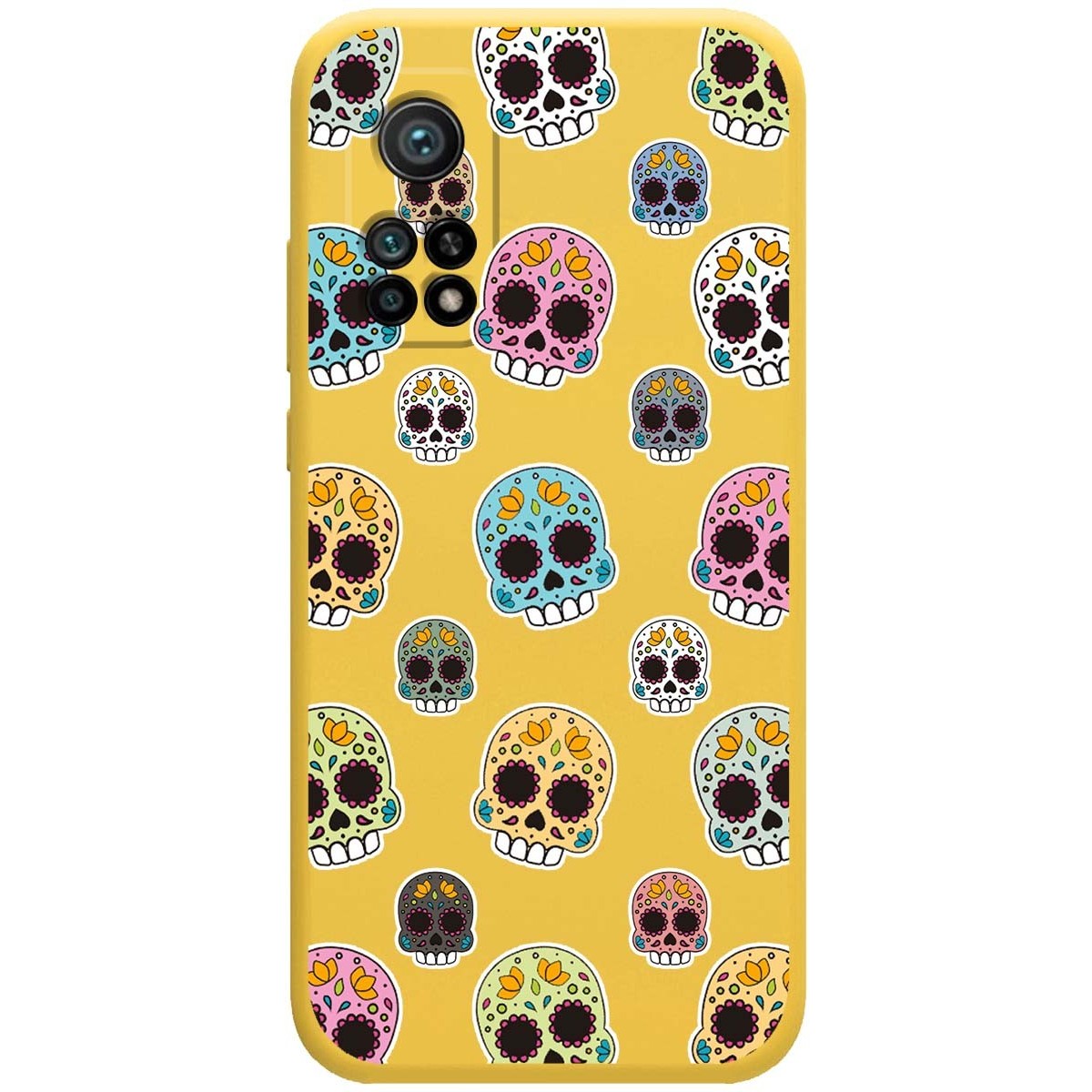 Funda Silicona Líquida Amarilla para Xiaomi Mi 10T / Mi 10T pro diseño Catrina Dibujos