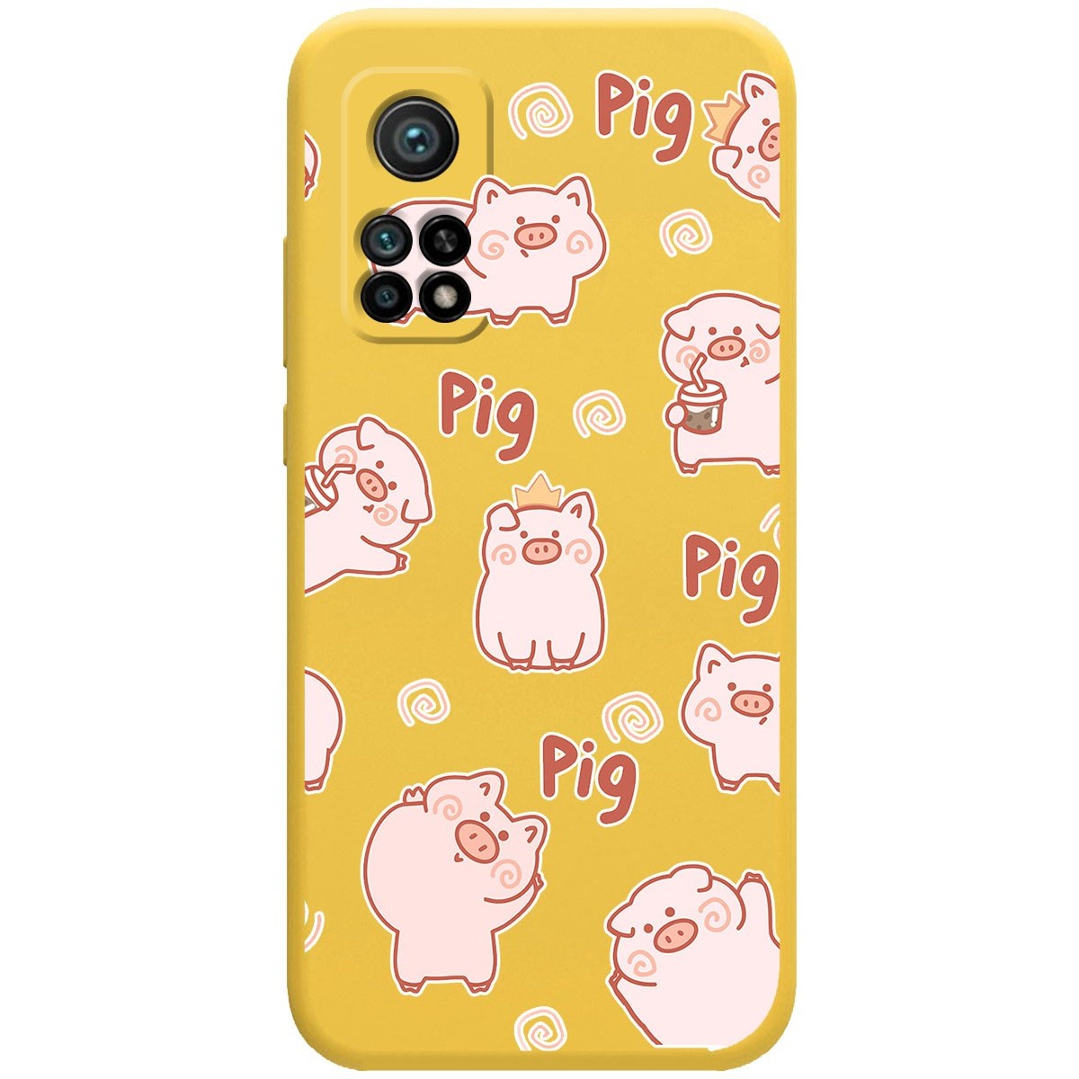Funda Silicona Líquida Amarilla para Xiaomi Mi 10T / Mi 10T pro diseño Cerdos Dibujos