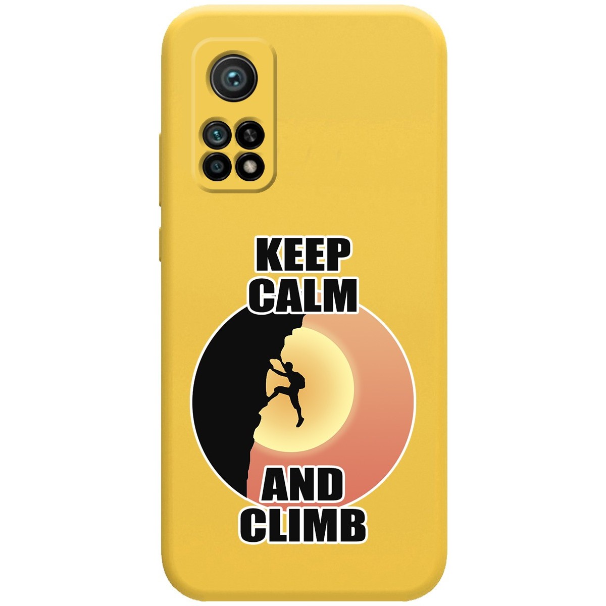 Funda Silicona Líquida Amarilla para Xiaomi Mi 10T / Mi 10T pro diseño Hombre Escalada Dibujos