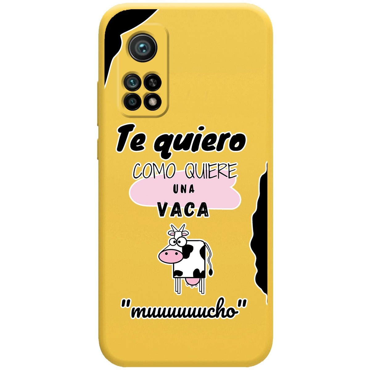 Funda Silicona Líquida Amarilla para Xiaomi Mi 10T / Mi 10T pro diseño Vaca Dibujos
