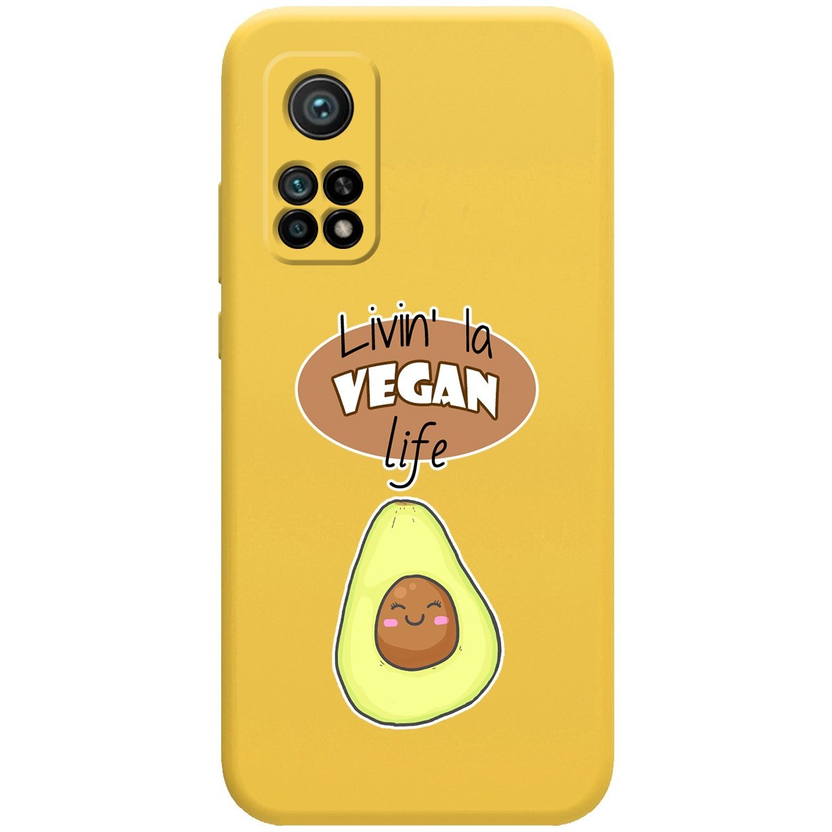 Funda Silicona Líquida Amarilla para Xiaomi Mi 10T / Mi 10T pro diseño Vegan Life Dibujos