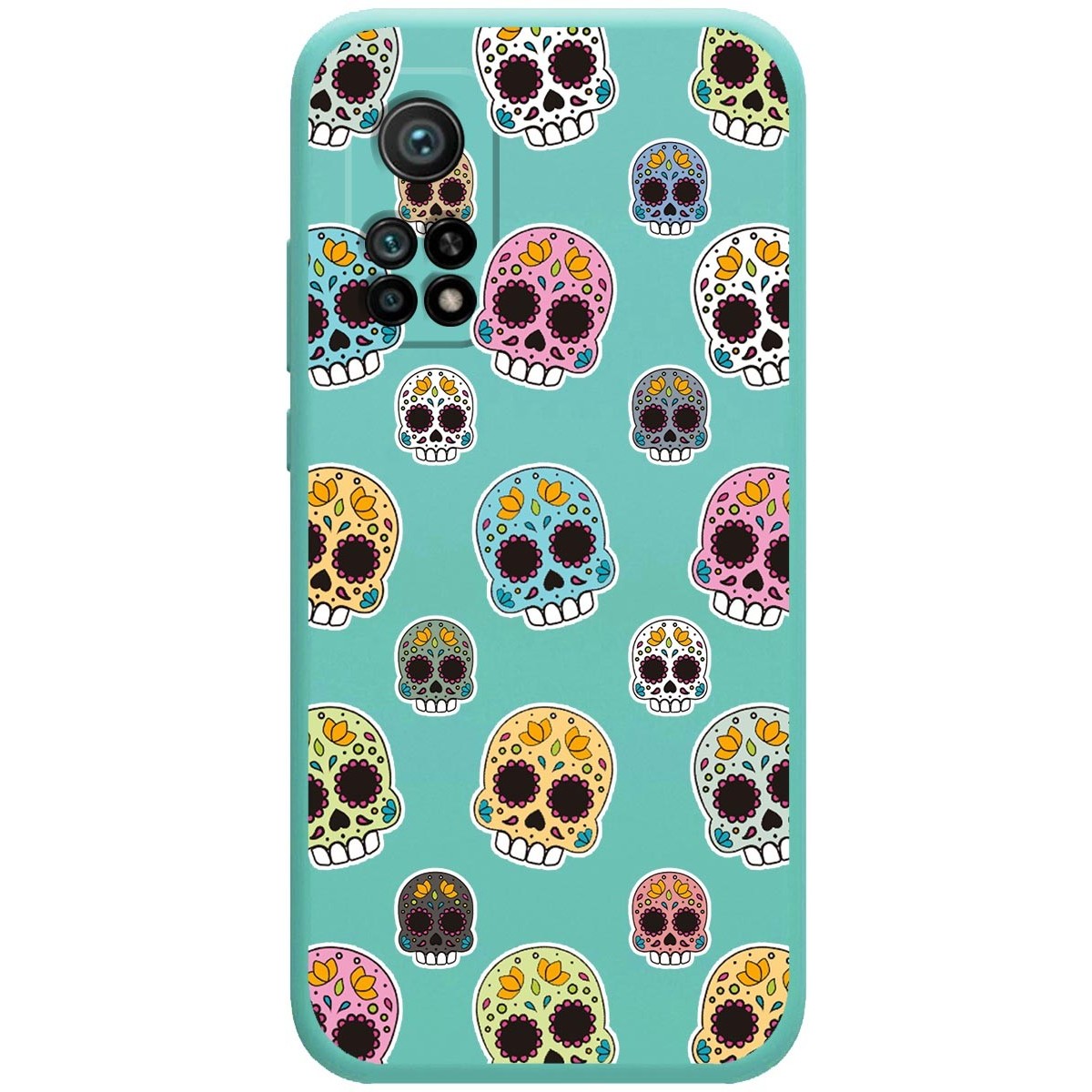 Funda Silicona Líquida Verde para Xiaomi Mi 10T / Mi 10T pro diseño Catrina Dibujos