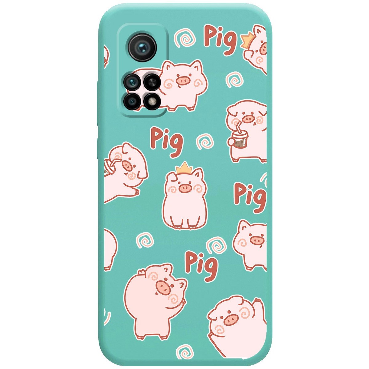 Funda Silicona Líquida Verde para Xiaomi Mi 10T / Mi 10T pro diseño Cerdos Dibujos