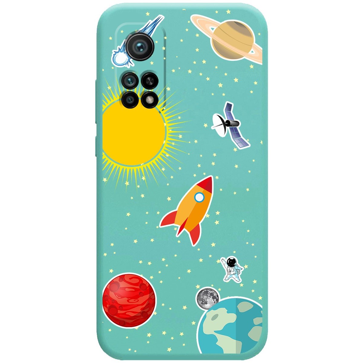 Funda Silicona Líquida Verde para Xiaomi Mi 10T / Mi 10T pro diseño Espacio Dibujos