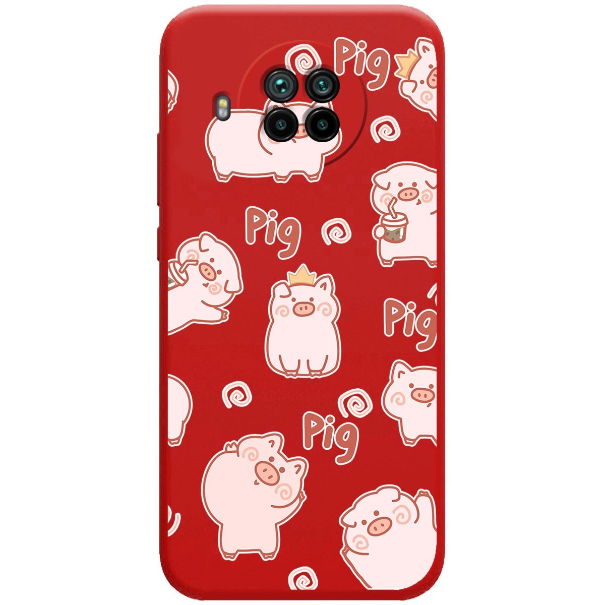 Funda Silicona Líquida Roja para Xiaomi Mi 10T Lite diseño Cerdos Dibujos