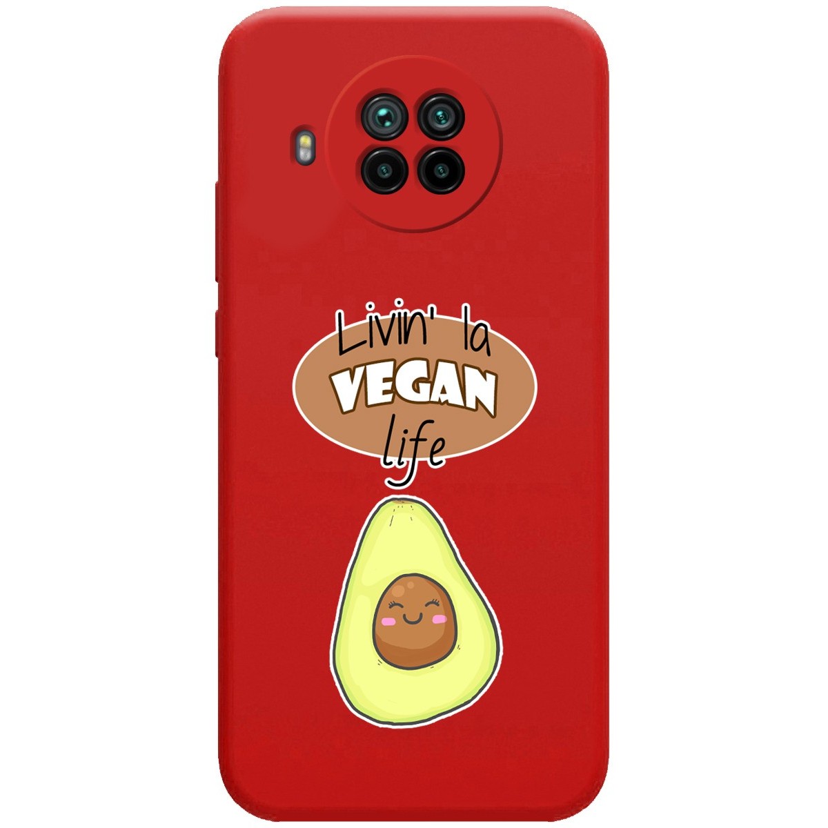 Funda Silicona Líquida Roja para Xiaomi Mi 10T Lite diseño Vegan Life Dibujos