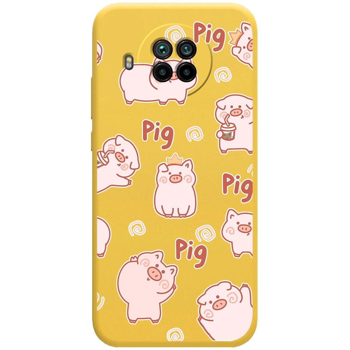 Funda Silicona Líquida Amarilla para Xiaomi Mi 10T Lite diseño Cerdos Dibujos
