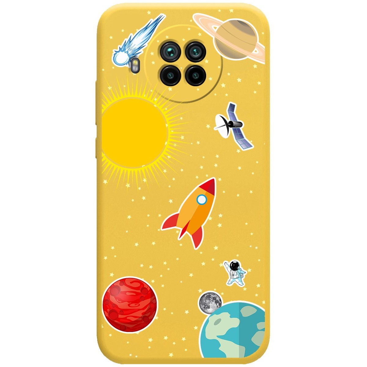 Funda Silicona Líquida Amarilla para Xiaomi Mi 10T Lite diseño Espacio Dibujos