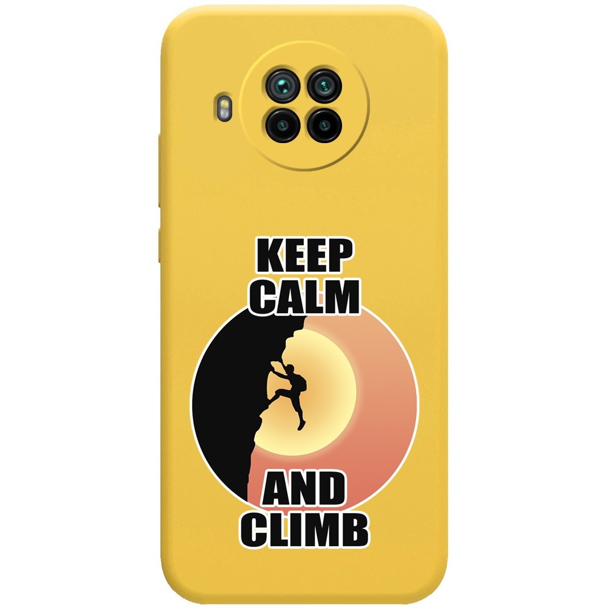 Funda Silicona Líquida Amarilla para Xiaomi Mi 10T Lite diseño Hombre Escalada Dibujos