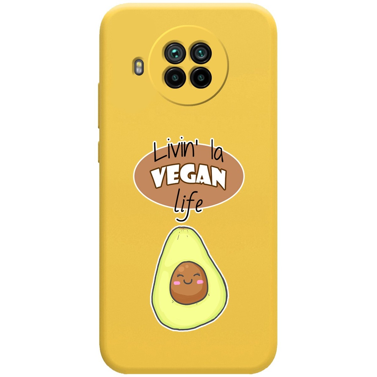 Funda Silicona Líquida Amarilla para Xiaomi Mi 10T Lite diseño Vegan Life Dibujos