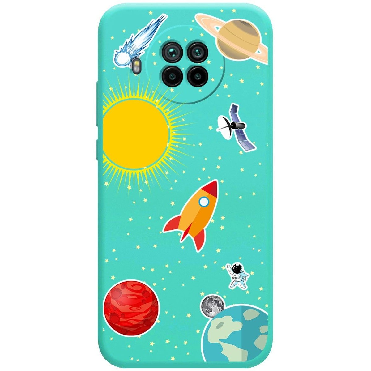 Funda Silicona Líquida Verde para Xiaomi Mi 10T Lite diseño Espacio Dibujos