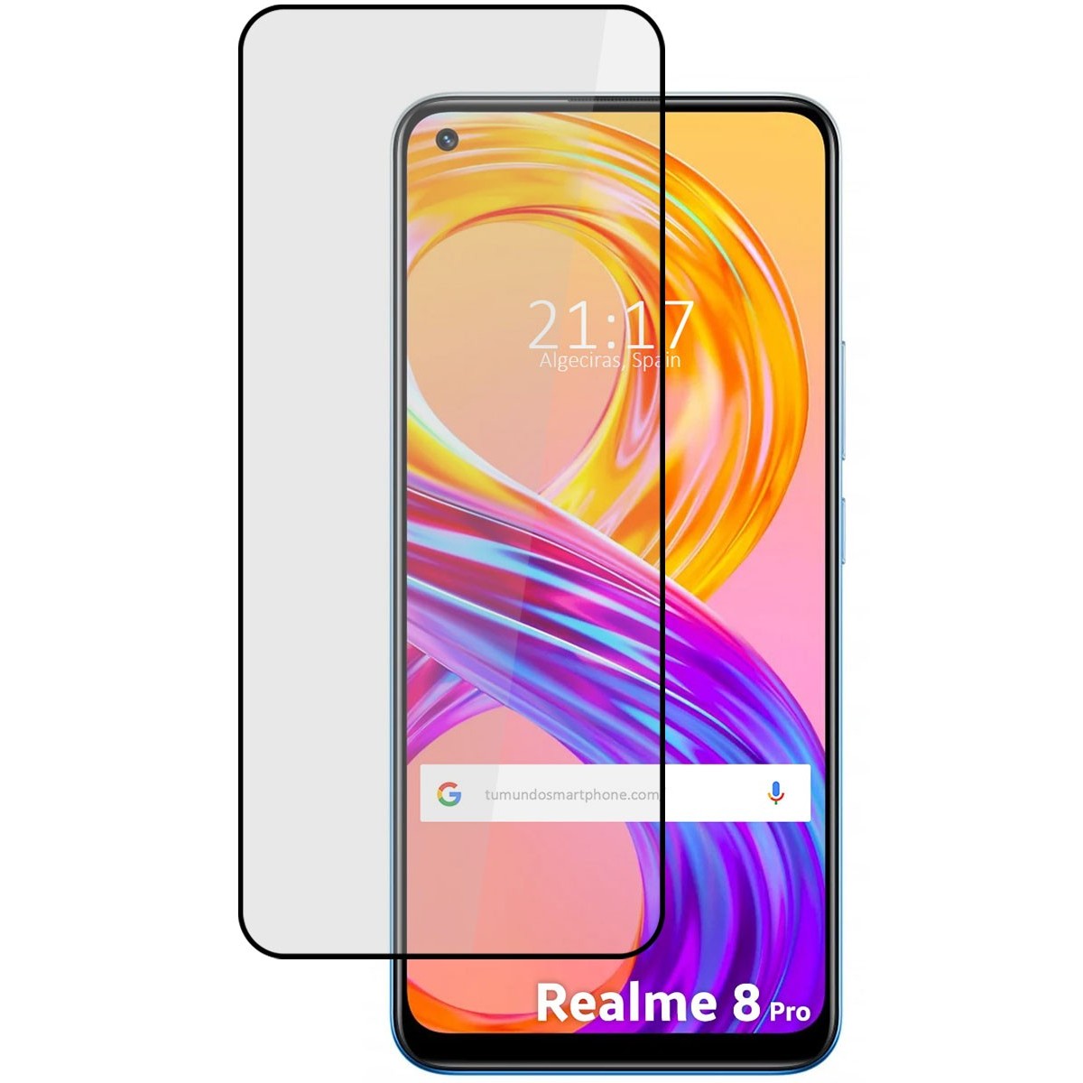 Protector Cristal Templado Completo 5D Full Glue Negro para Realme 8 4G / 8 Pro Vidrio