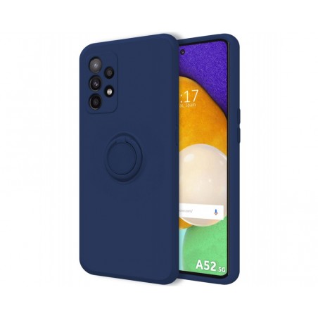 Funda Silicona Líquida Ultra Suave con Anillo para Samsung Galaxy A52 / A52 5G / A52s 5G color Azul