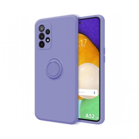 Funda Silicona Líquida Ultra Suave con Anillo para Samsung Galaxy A52 / A52 5G / A52s 5G color Morada