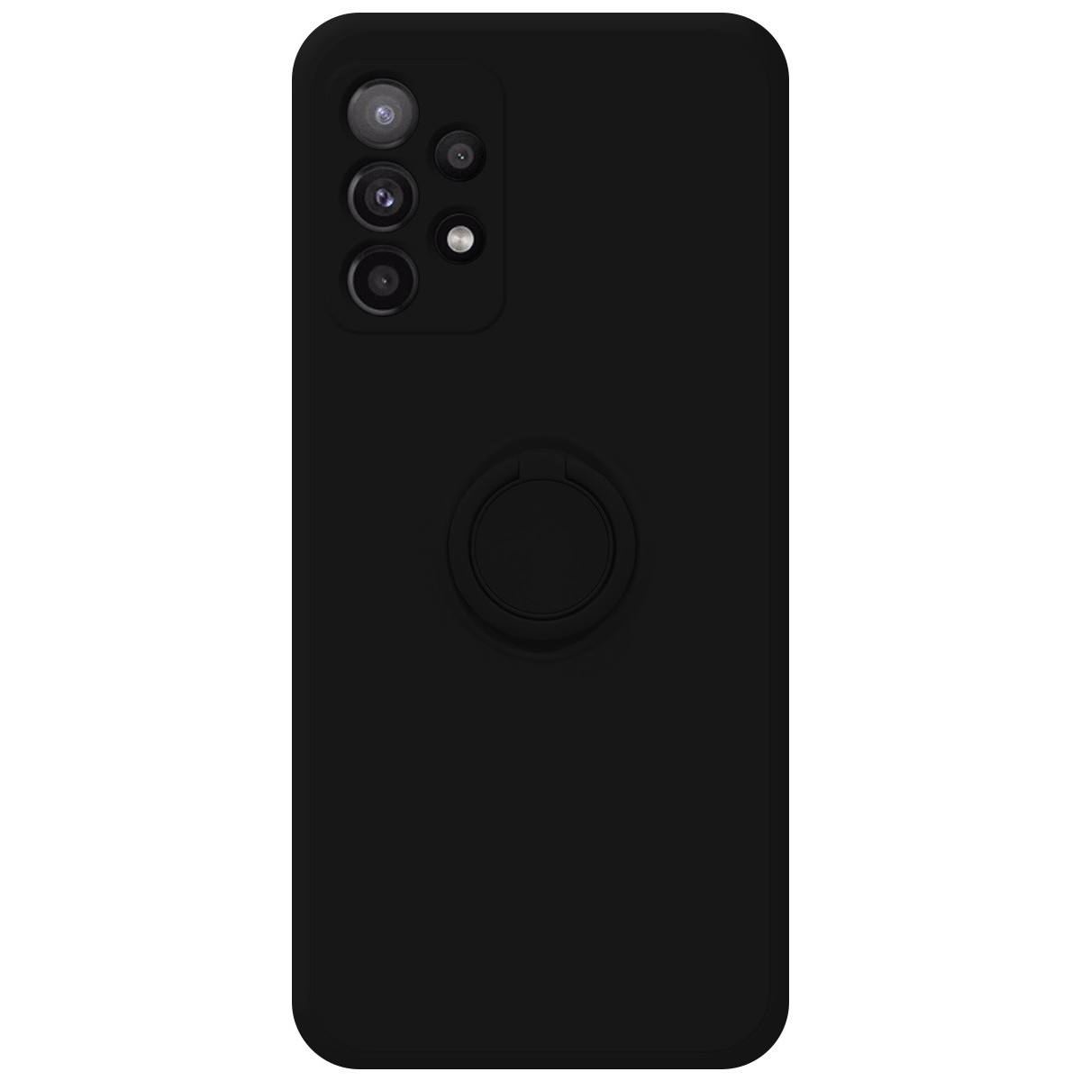 Funda Silicona Líquida Ultra Suave con Anillo para Samsung Galaxy A52 / A52 5G / A52s 5G color Negra