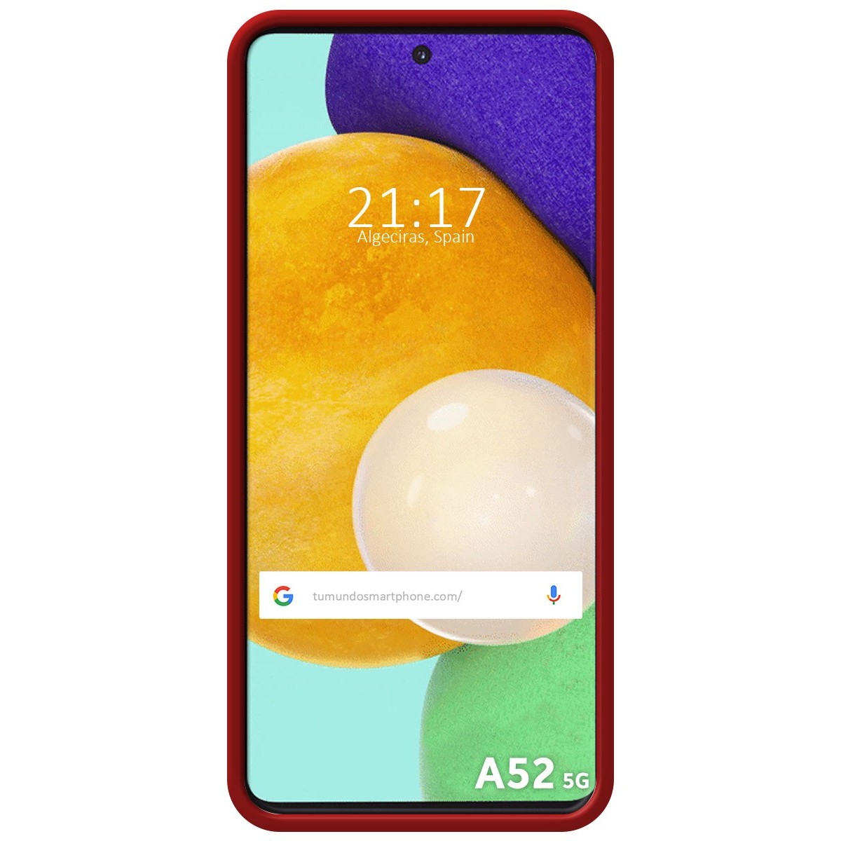Funda Silicona Líquida Ultra Suave con Anillo para Samsung Galaxy A52 / A52 5G / A52s 5G color Roja