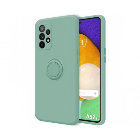 Funda Silicona Líquida Ultra Suave con Anillo para Samsung Galaxy A52 / A52 5G / A52s 5G color Verde