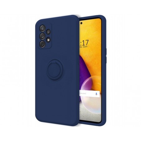 Funda Silicona Líquida Ultra Suave con Anillo para Samsung Galaxy A72 color Azul