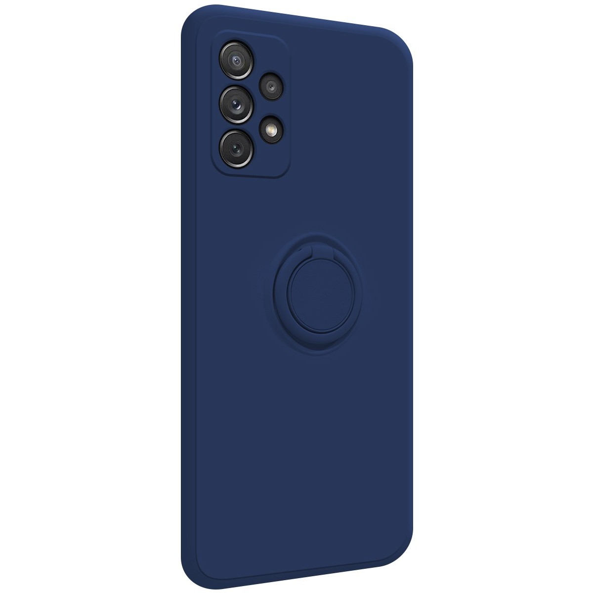 Funda Silicona Líquida Ultra Suave con Anillo para Samsung Galaxy A72 color Azul