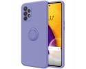 Funda Silicona Líquida Ultra Suave con Anillo para Samsung Galaxy A72 color Morada