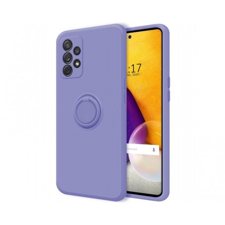Funda Silicona Líquida Ultra Suave con Anillo para Samsung Galaxy A72 color Morada
