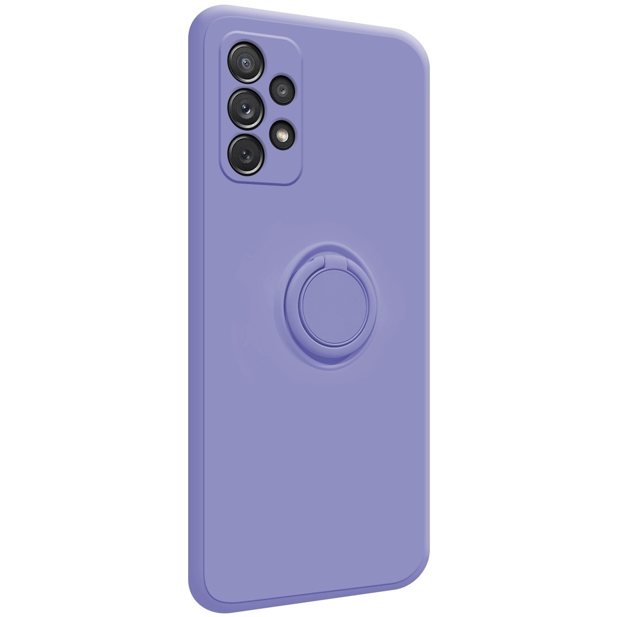 Funda Silicona Líquida Ultra Suave con Anillo para Samsung Galaxy A72 color Morada