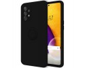 Funda Silicona Líquida Ultra Suave con Anillo para Samsung Galaxy A72 color Negra