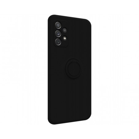 Funda Silicona Líquida Ultra Suave con Anillo para Samsung Galaxy A72 color Negra